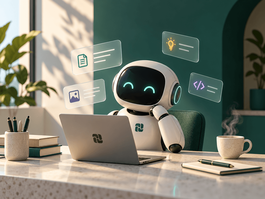 ربات هشپا پشت لپتاپ با کارتهای سند، تصویر و کد